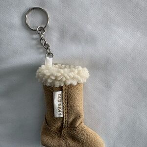Old Navy Beige Boot Keychain with Cream Trim